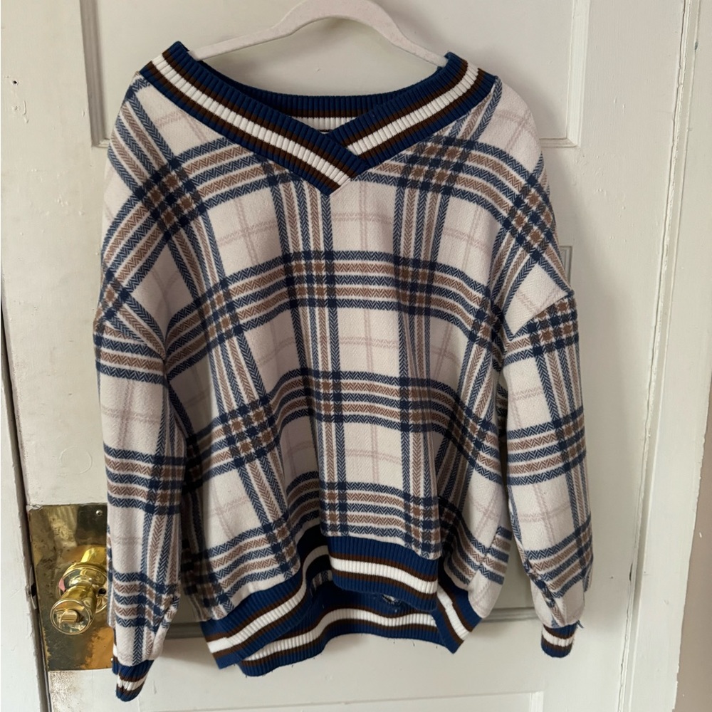 Wool/cotton blue and white sweater!